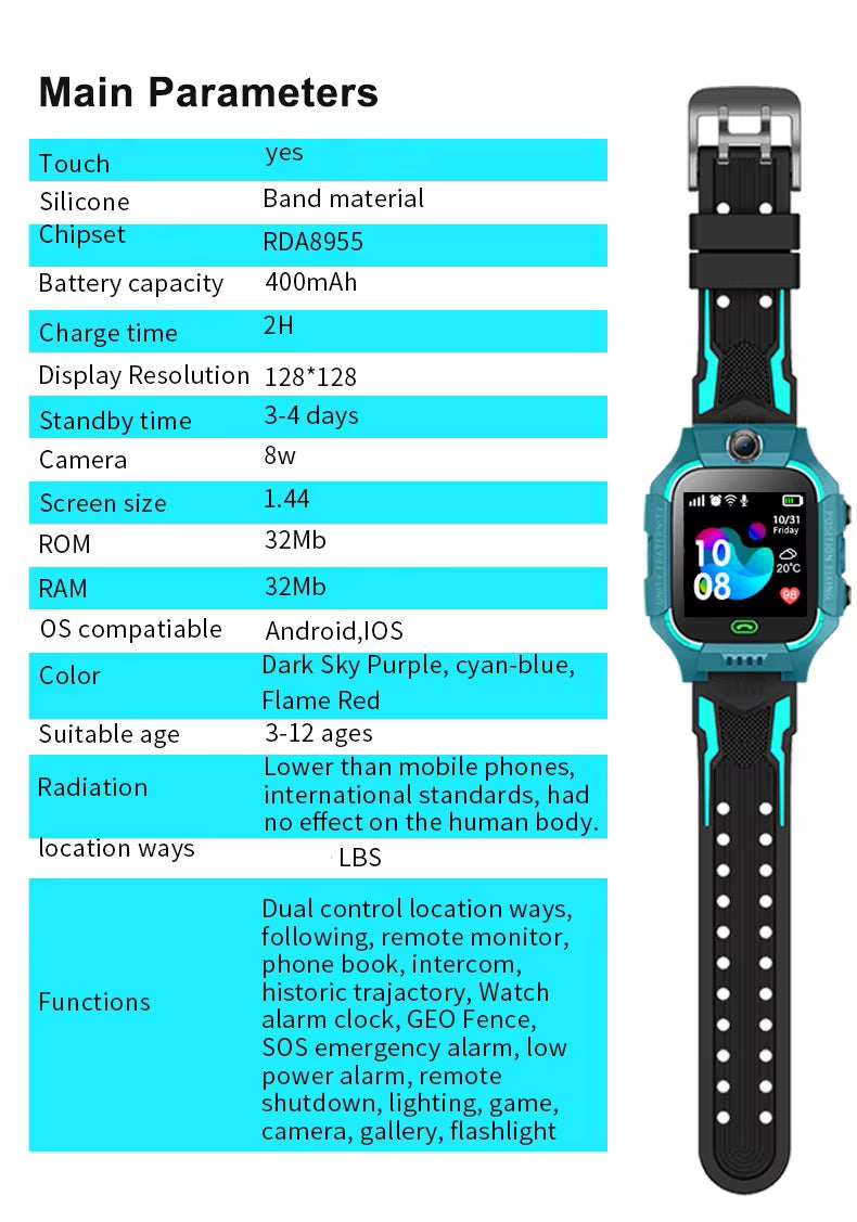 🔒 Montre GPS Enfant 3G – Localisez et restez en contact avec votre enfant a tout moment.
